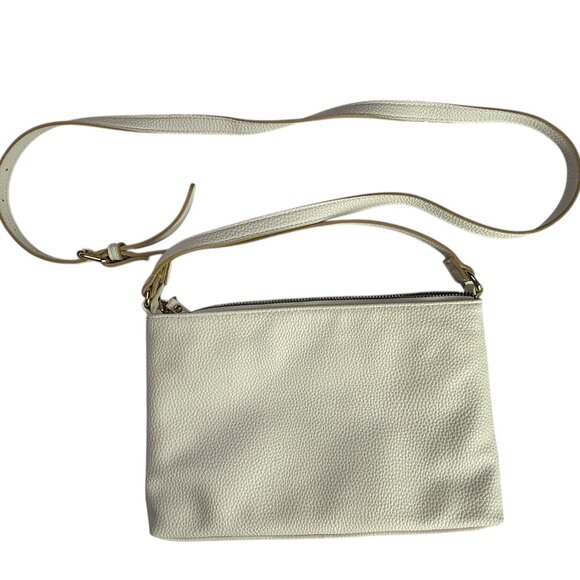 Nanette Lepore Leather Crossbody Bag, Purse.  White.  Zipper Top Long Adjustable - Picture 9 of 10